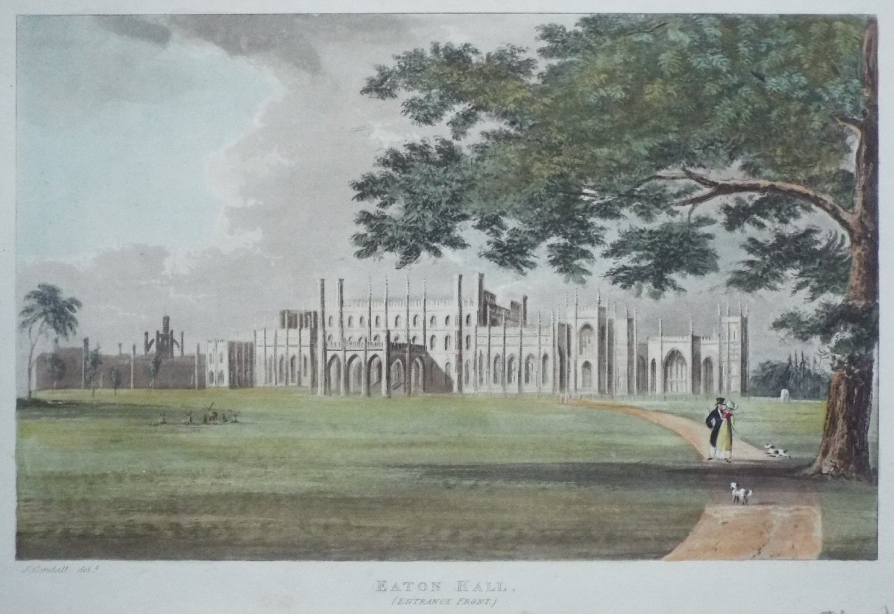 Aquatint - Eaton Hall, (Entrance Front.)